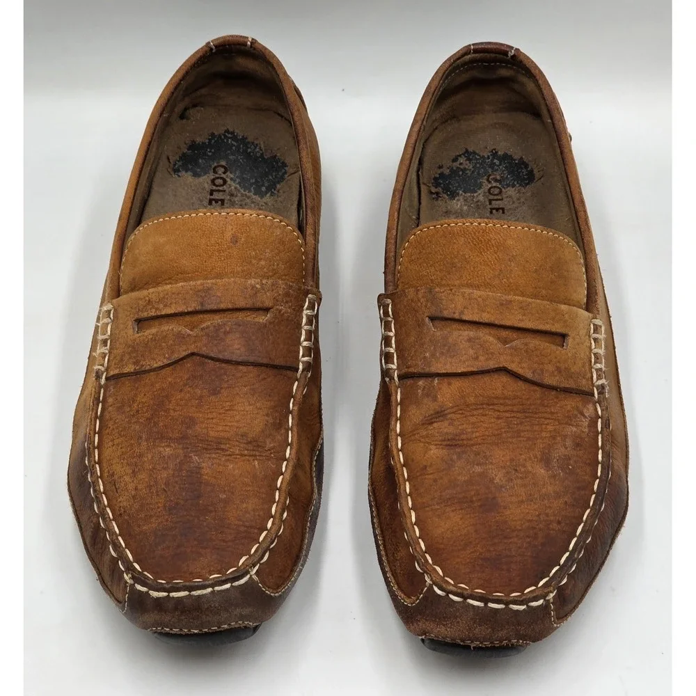 Cole Haan Women's‎ Trillby Driving Shoes  Distressed Brown Leather Sz 10.5M